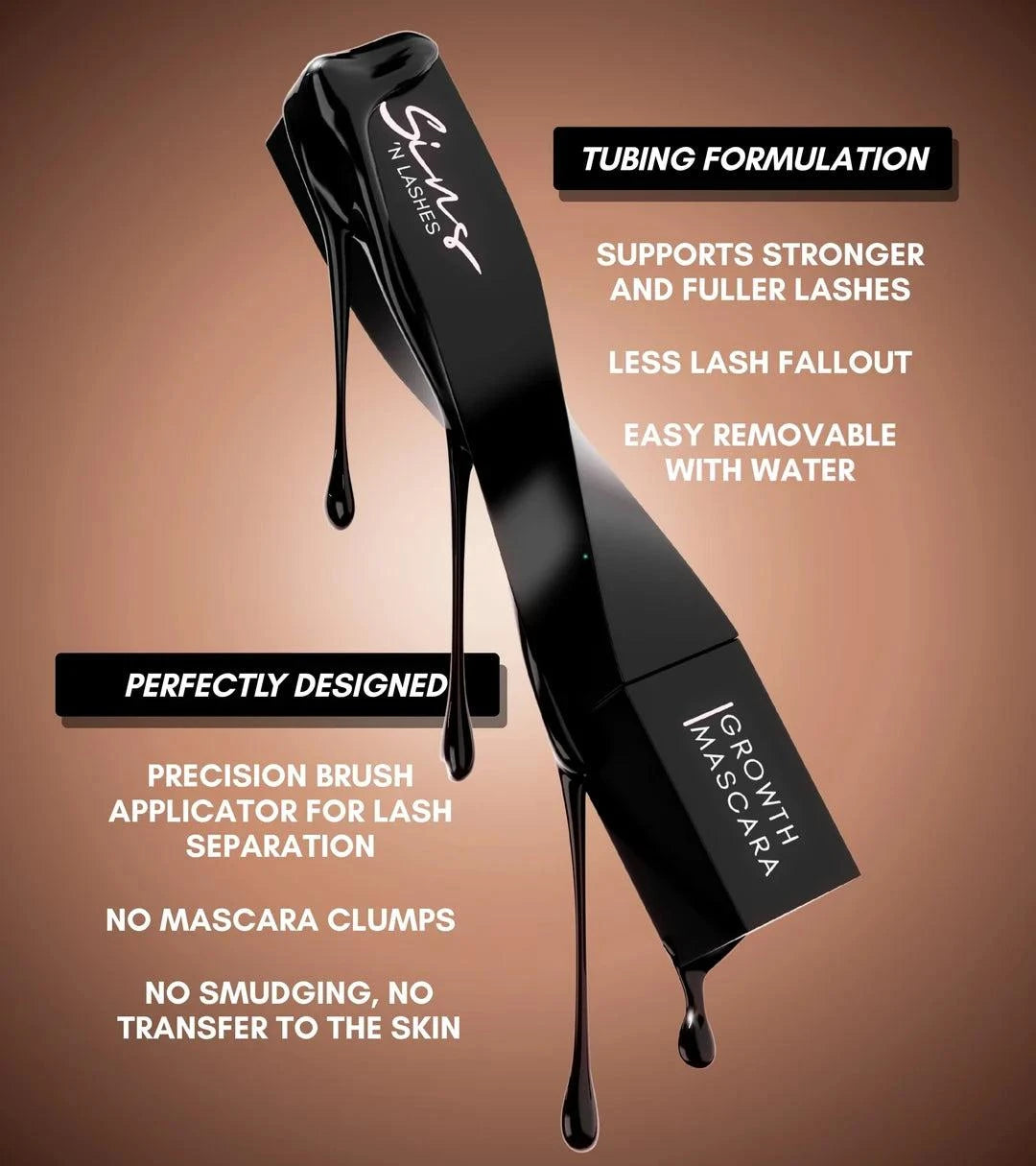 Sins 'N Lashes Vitamin Growth Mascara Black 14 ml – Siyah Bakım Maskarası
